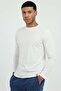 Men's Regular Fit Crew Neck White Sweatshirt - 2