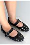 Black leather belted ballet flats - 3