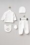 100% Cotton Elephant Patterned 5 Piece Newborn Hospital Discharge Bodysuit Set Ecru Bbtf.Ekr.20066.03 - 5