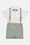 Toddlers Boy 4 Pcs Embroidered Shirt And Shorts With Bowtie Set, Multicolor - 2