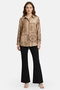 Women Spread Collar Allover Print Long Sleeve Shirt, Brown - 2
