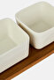 2 Pieces Acacia Wood Porcelain Serving Set - 4