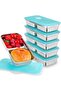 A set of 6 snack boxes with lids - 20 × 10.5 × 4 cm - Double compartments - Reusable - Lunch boxes - Leak-proof - Portable - Silver-blue lids