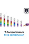 7-day pillbox, small aluminum pillbox with 7 dividers, waterproof, comes with a keychain (colorful). - 2
