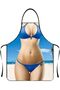 Two-piece set, unisex fun aprons, BBQ aprons, quirky Christmas party gifts for couples - beach style - 3