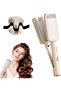 3-in-1 Ionic Ceramic Deep Wave Curling Iron Brush with 4 Heat Settings (Beige)