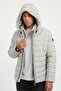 Men's Slim Fit Hooded Light Gray Coat - 3