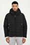 Men's Slim Fit Hooded Black Coat