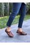 Brown Leather Caged Women's Casual Shoes - 4