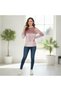 Women's Velvet Fabric Shoulder Cutout Long Sleeve Dusty Rose Color Blouse Bb2772 - 3