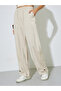 Beige Relaxed Fit Pants with Ankle Buttons - 2