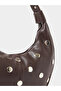 Coffee Brown Studded Shoulder Bag - 3