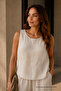 Sleeveless Natural Slouchy Blouse Pants Set - 2