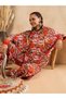 Women Red Floral Printed Rayon Co Ord Set With Tunic & Pants - 6