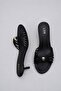 Women's Black Gold Buckle 5 cm Heeled Slippers
