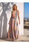 Colorful Thick Striped Maxi Skirt and Sleeveless Crop Blouse Set - 2