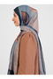 Retro Patterned Shawl - Dark Blue - 3