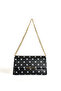 Women's White Polka Dot Chain Strap Shoulder Bag and Wrist Strap Portfolio Handbag Clutch