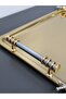 Figured, Metal-Handled, Stainless Steel Rectangular Tray Luxury Presentation Tray Light Gold-Silver - 2