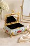 Mirrored Vintage Jewelry Box with Gold Detail and Blue Rose Pattern - 2