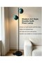 Modern Double-Bulb Floor Lamp with Turquoise Glass Shades – Black Metal Standing Lamp, Weighted Round Base, Elegant Lighting for Living Room, Bedroom & Office - 2