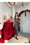 Women's Black Midi Dress with Straps, V-Neck, Sequins and Open Back - 4