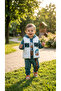 Boy's Green and White Animal Figured 3-Piece Vest Top and Bottom Set - 4