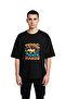 Cat Yoga Triangle Pose Illustration Printed Men's Oversize T-Shirt