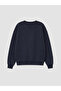 Özmarka New Season Navy Blue Embroidered Oversize Women's Sweatshirt - 6
