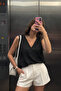 Black - Women's Shoulder Lace Detailed Sleeveless Blouse - 3
