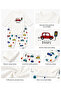 Baby Boy Car Printed Double Breasted Bodysuit Set 100% Cotton 2-Piece Set with Booties 0-9 Months - 2