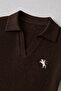 Polo Collar Embroidered Gathered Detail Zip-Up Blouse - 4