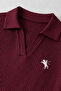 Polo Collar Embroidered Gathered Detail Zip-Up Blouse - 4