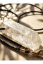 Crystal Quartz Natural Stone Bar Cut Leather Cord Necklace - 2