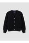 Black V-Neck Girl's Knitwear Cardigan