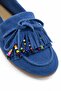 Süspüs Genuine Leather Suede Beaded Tassel Detailed Loafer Shoes - 3