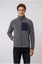 Men's Smoked Comfortable Fit Full Zipper Thick Outdoor Fleece Jacket with Front Pockets