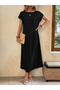 Women's Long Sleeve Open Collar Viscose Dress - 5