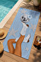 Retro Blue Striped Disco Women's Illustrated Patterned 70X150 Beach Towel - Cotton Bath Towel - 2