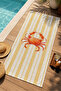 Retro Yellow Striped Crab Figured Summer Patterned 70X150 Beach Towel - Cotton Bath Towel - 4