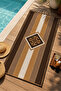 Retro Coffee Striped Geometric Emblem Patterned 70X150 Beach Towel - Digital Printed Bath Towel - 2