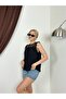 Women's Black Lace Detailed Pleated Sleeveless Woven Blouse Regular Length