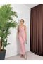Women's Powder Halter Neck Belted Double-Breasted Look Wide-Leg Long Jumpsuit - 4