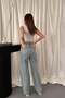 Women's Snow Wash Jeans Trousers with Ripped Detail High Waist Wide Leg - 6