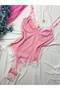 Soft Textured Cotton Stretchy Lace Detailed Snap Fastener Bodysuit - 3
