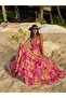 Silk Long Batik Patterned Ruffled Long Gipeli Dress Std 34-38 - 3
