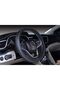Microfiber Leather Car Medium Steering Wheel Cover (14.5''-15'',Black Dark Blue) - 3