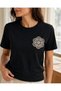Women's Lace Embroidered Lycra Combed Cotton Short Sleeve T-Shirt - 3