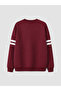 Burgundy Harvard Printed Women's Thick Sweatshirt - 4