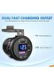 مقبس شحن سريع من النوع C بتقنية PD و QC 3.0، منفذ USB للشحن السريع 12 فولت/24 فولت، مقبس سيارة، مقياس فولتميتر، مفتاح تشغيل/إيقاف - 3